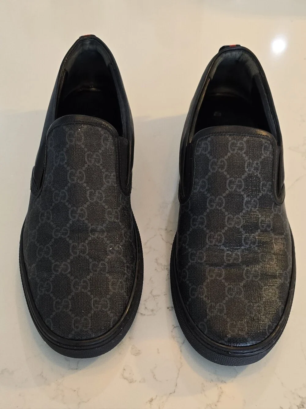 Gucci Black GG Supreme Slip-On Loafers 12